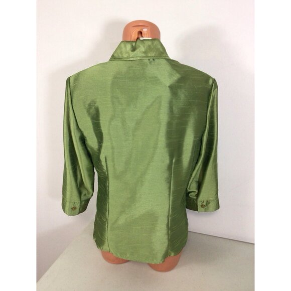 Ilyza Satin Green Blouse Shirt Womens Medium New - Picture 6 of 7